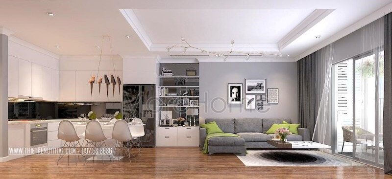 Thiết kế nội thất phòng bếp chung cư hiện đại